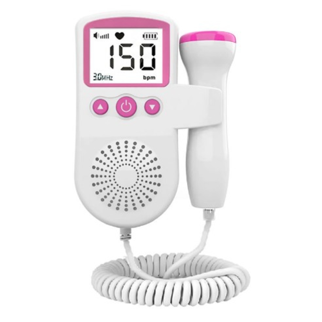Monitor Fetal Doppler, Vafy, Monitorizare Sarcina, Ritm Cardiac, Ecran LCD 4.5 cm, 2 x Baterii AA (neincluse), Portabil, din ABS, 12.8 x 9.6 x 3