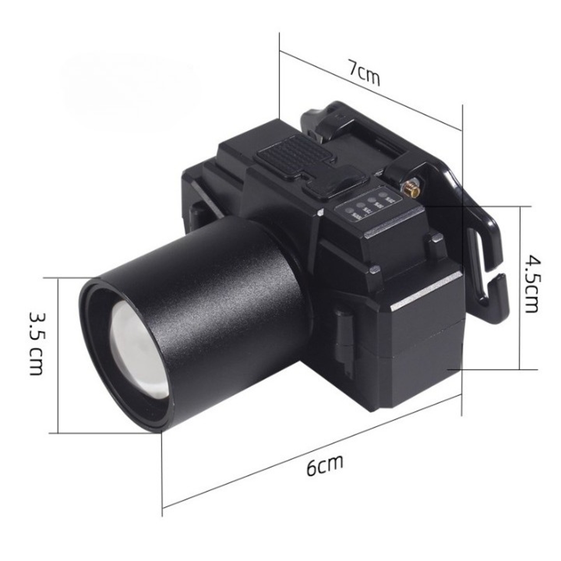 Lanterna LED de Montat pe Cap, Vafy, cu Raza Lunga de Zoom, Far Telescopic, Reglabil, Rezistent la Apa, pentru Pescuit in Aer Liber, Camping, Lumina Puternica, Lanterna, 7x4.5x6 cm, Negru