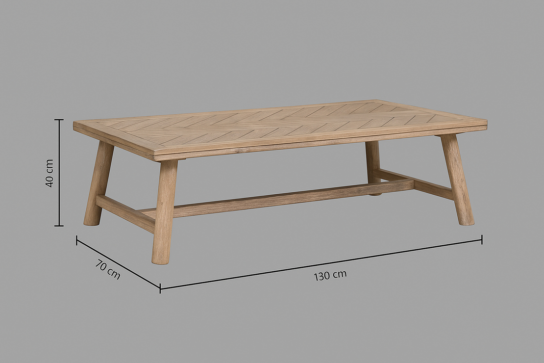 Masuta de cafea Atmosphera Aeris, lemn acacia si blat MDF chevron, 130x70x40 cm, natur