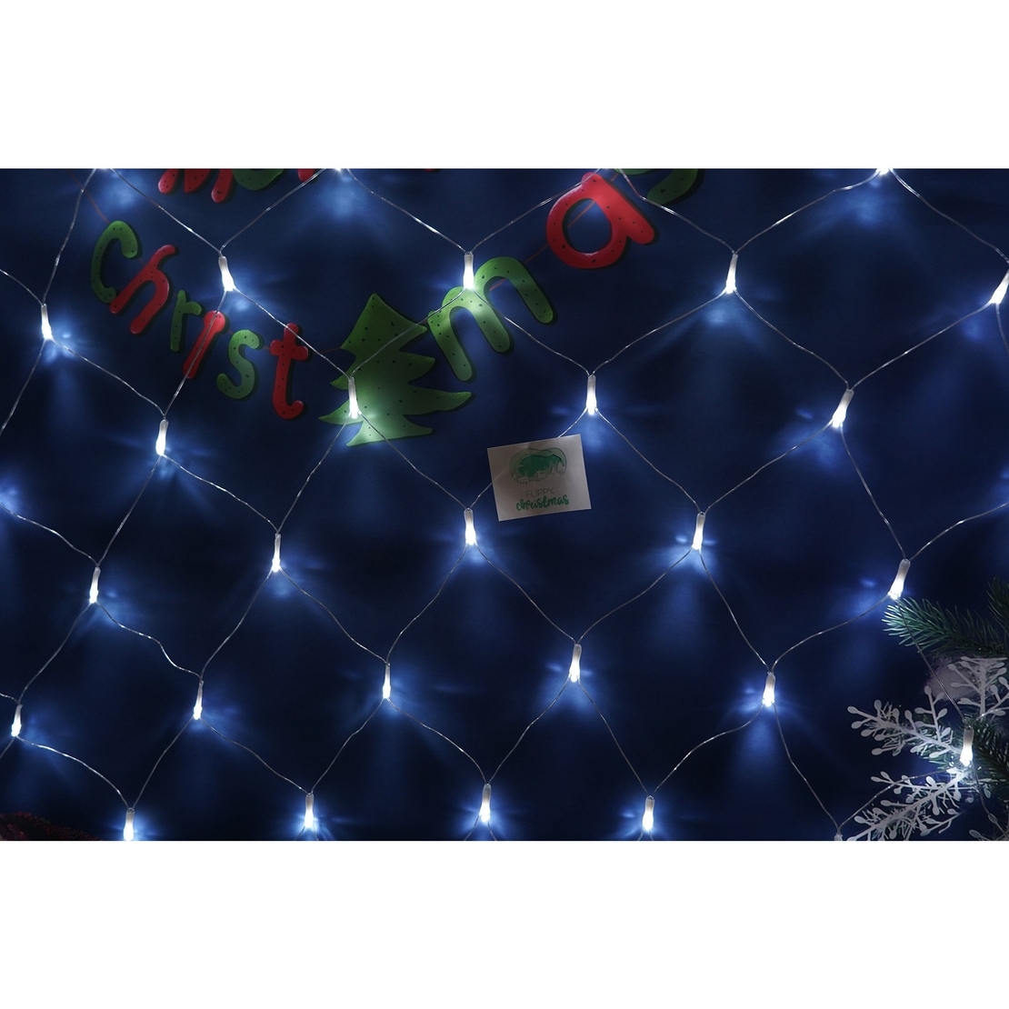 Sectiune Instalatie de Craciun Vafy, Tip Plasa, 160 LED-uri, 3 m x 1 m, 8 jocuri de lumini, Interconectabila, Fir transparent, Alb rece