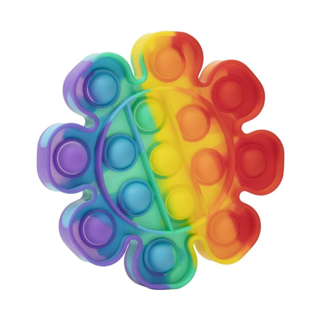 Jucarie antistres din silicon, Pop it Now and Flip It, Floare, Multicolor