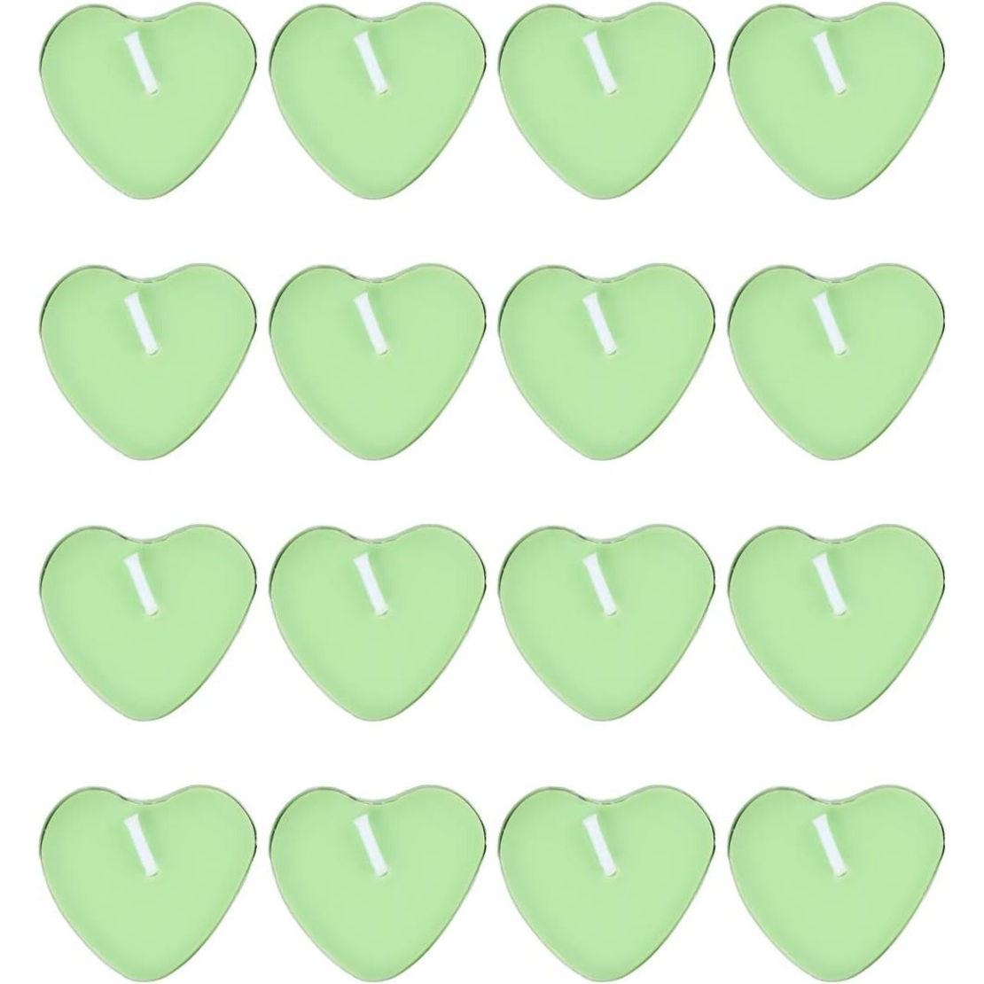 Set 9 Lumanari in Forma de Inima, Flippy, pentru Ziua Indragostitilor, Aroma de Mar, Ardere 3.5 h, din Parafina, 4 x 2 cm, Verde