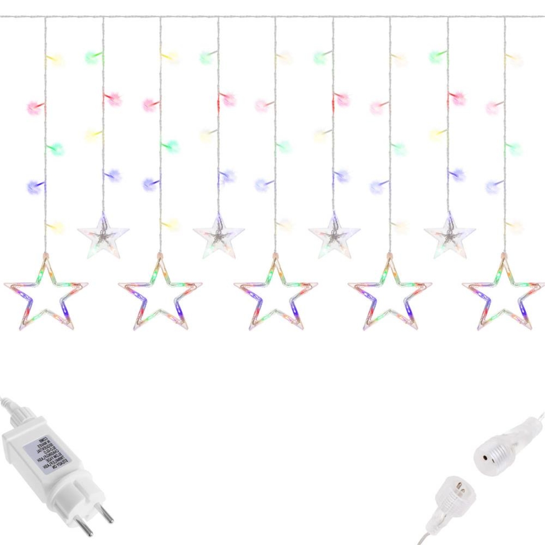 Ghirlanda luminoasa tip perdea cu stelute 138 LED-uri, 2m, pentru interior/exterior, iluminare multicolor