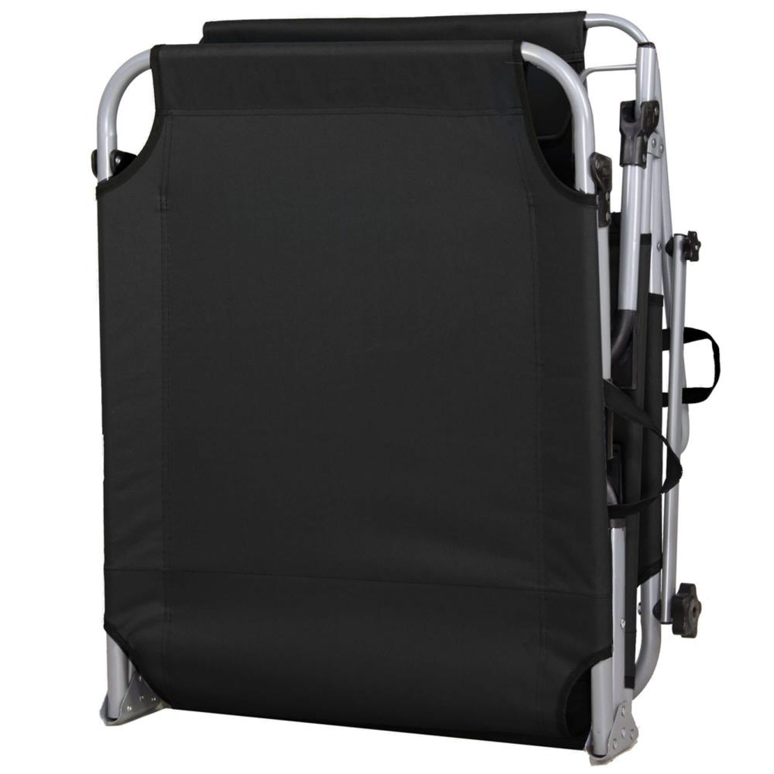 Sezlong pliabil cu parasolar, 188x57x38cm, sarcina 120kg, gri antracit
