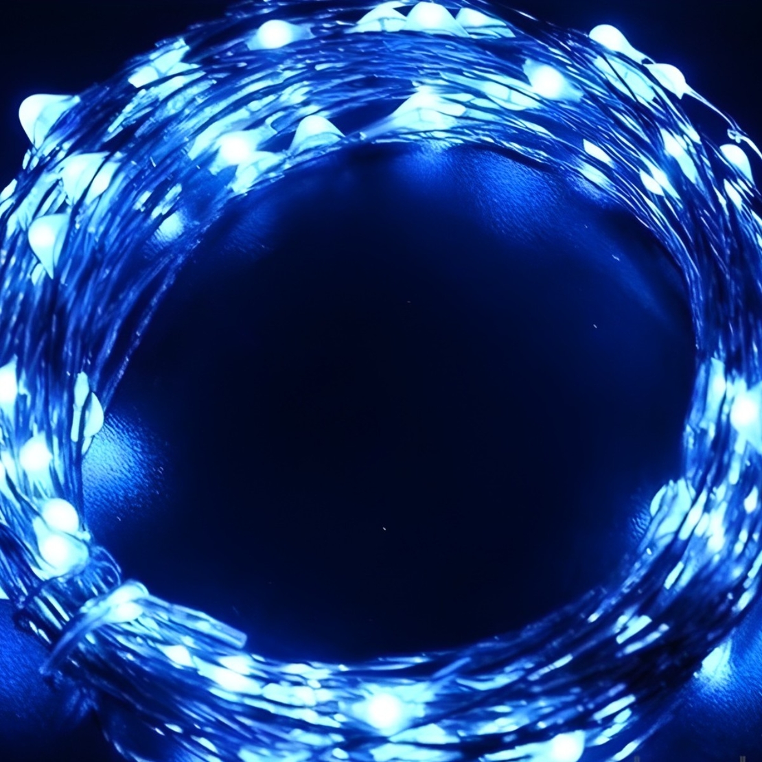 Instalatie de Craciun Liniara, Vafy®, Tip Liniara, Fir Cupru, 8 Jocuri de Lumini, cu Telecomanda, 10 m, 100 Led-uri, Alimentare USB, 4.5V, Albastru