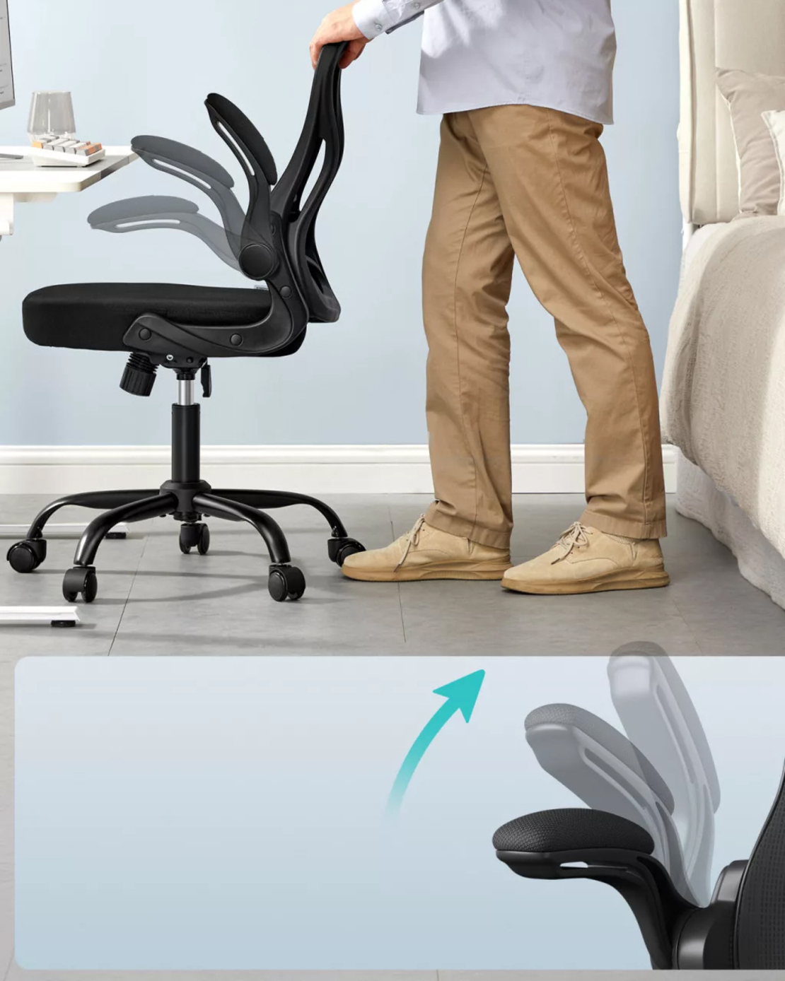 SONGMICS Scaun de birou ergonomic, reglabil pe inaltime, suport lombar, functie balans, 60x60x105 cm, negru