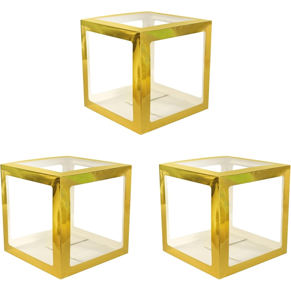 Set 4 Cutii pentru Baloane, Flippy, Model Simplu, Tematica Aniversare, Cuburi Decorative din Plastic, Accesorii pentru Petrecere, 30 x30 cm