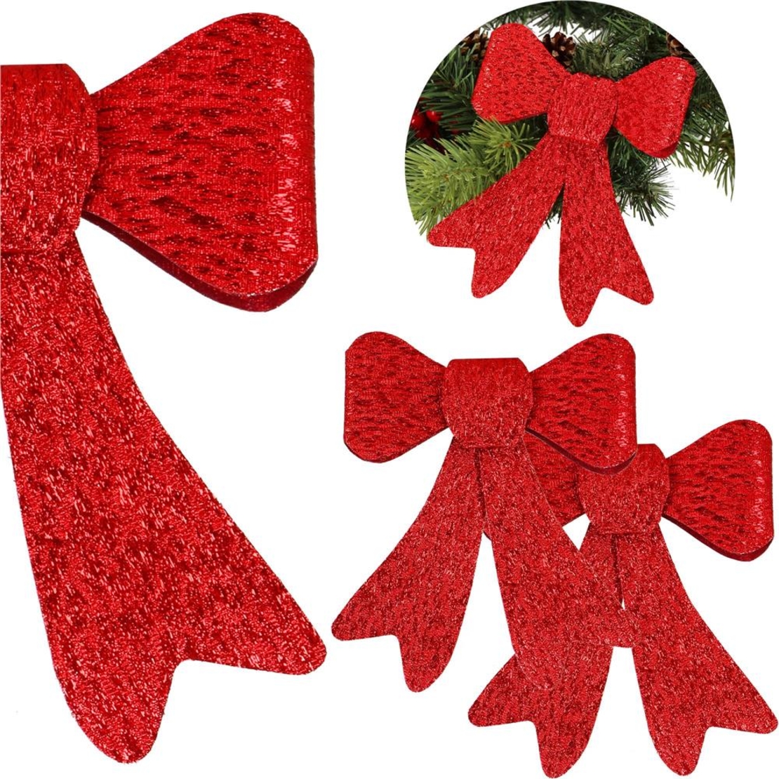 Set 2 ornamente pentru bradul de Craciun, fundita, 18cm, rosu
