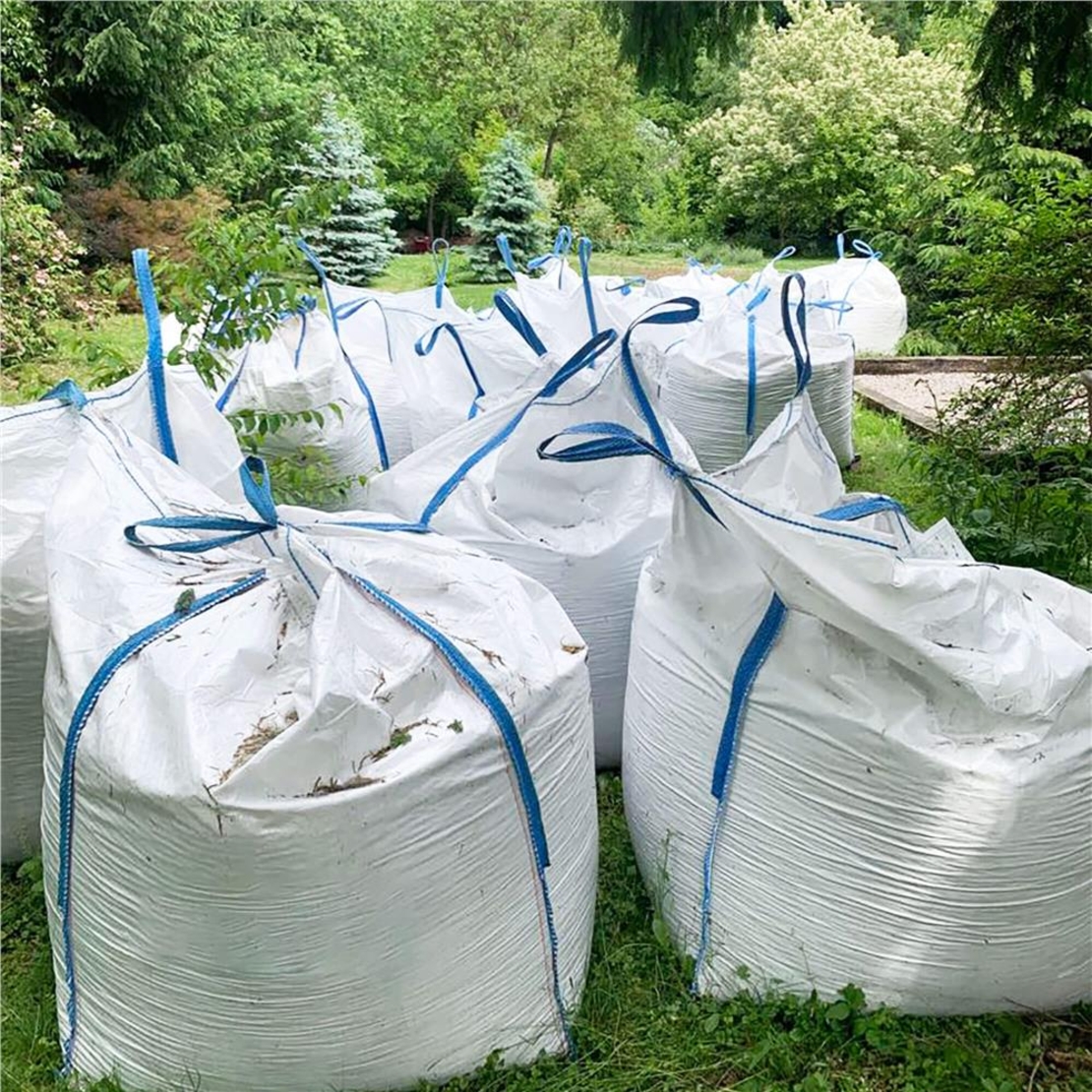 Sac gradina big bag pentru frunze si deseuri vegetale, 900 L, 1000 kg, 92x92x100 cm, alb