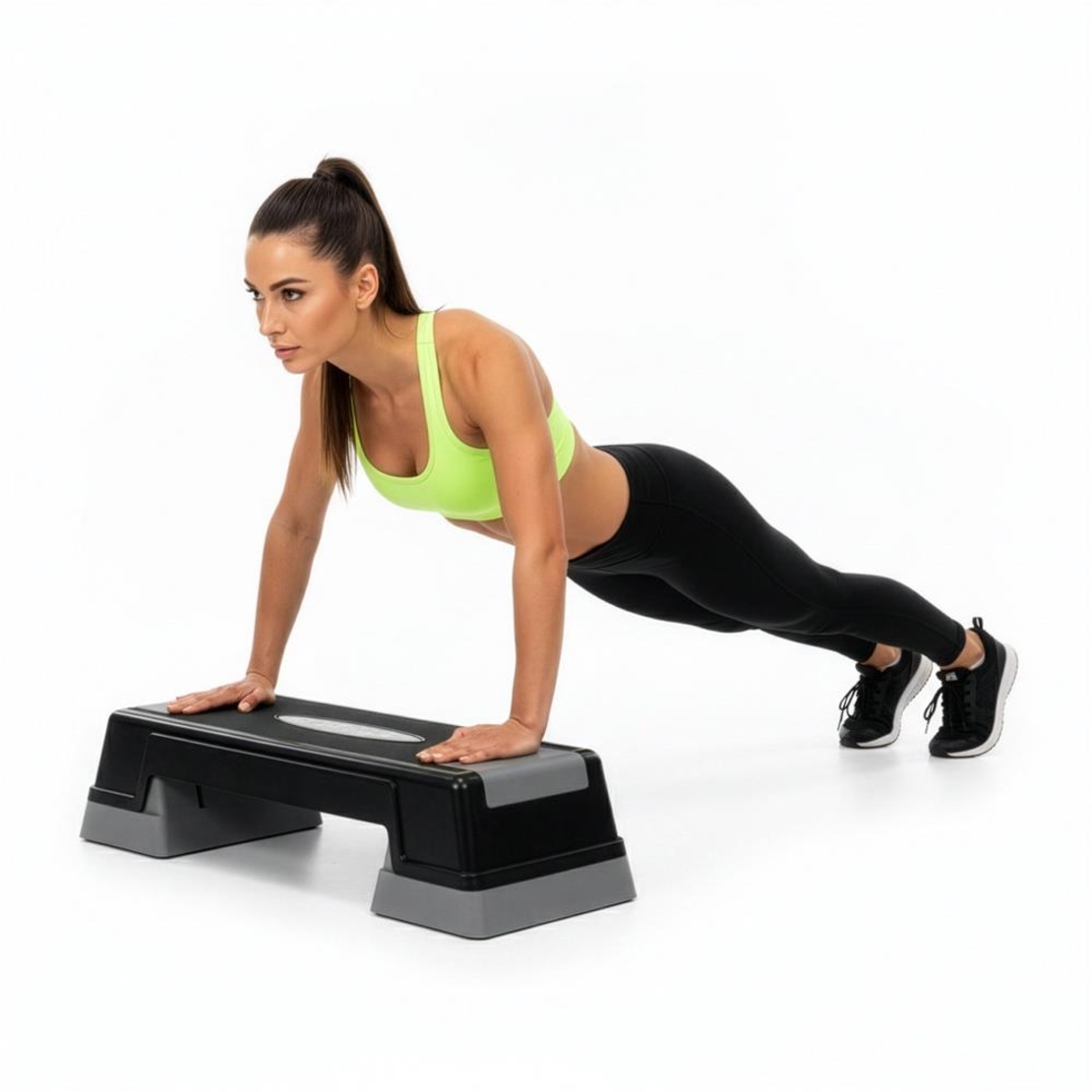 Step aerobic fitness reglabil 2 niveluri, PP, maxim 350 kg, 73x29x18 cm, negru gri