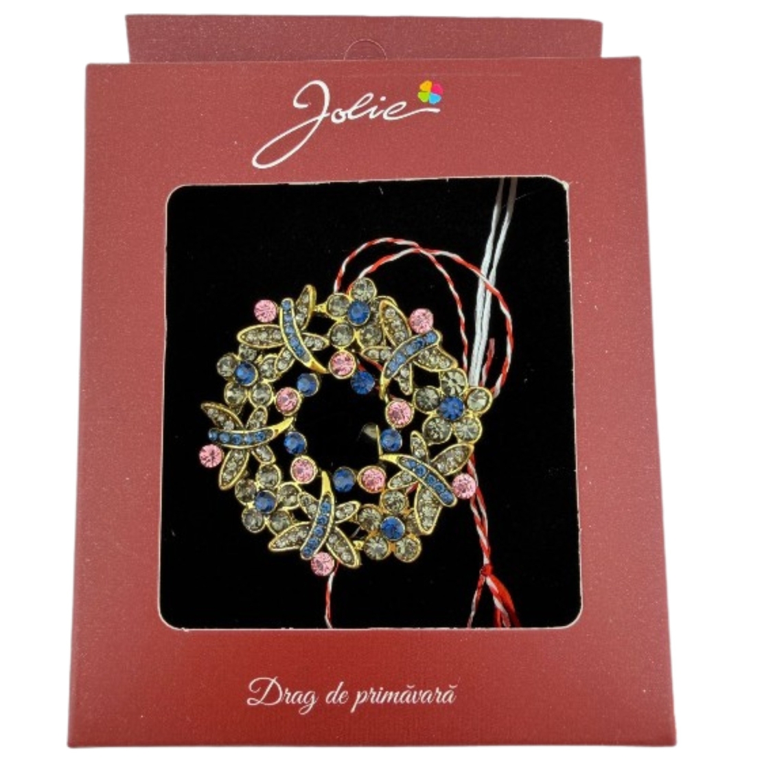 Brosa Vintage, Jolie, Material Metal, Ambalaj Carton, Dimensiune Brosa Aproximativ 4-6 cm, Model Coronita cu Libelule, Multicolor