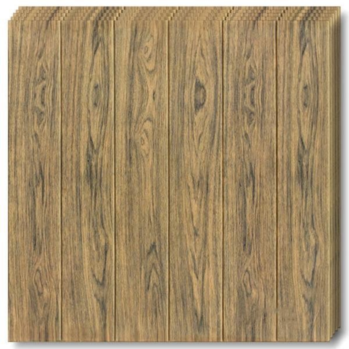 Set 10 Placi Tapet 3D, Vafy, 70 x 70 cm, Grosime 3 mm, din Rasina, Tip Placi de Lemn, Suprafata Acoperita 4.9 mp, Maro Inchis