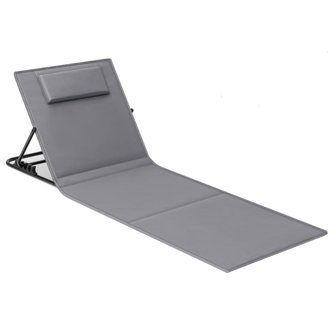 SONGMICS Sezlong plaja pliabil, spatar reglabil in 4 pozitii, tetiera, buzunar depozitare, 158x55 cm, gri