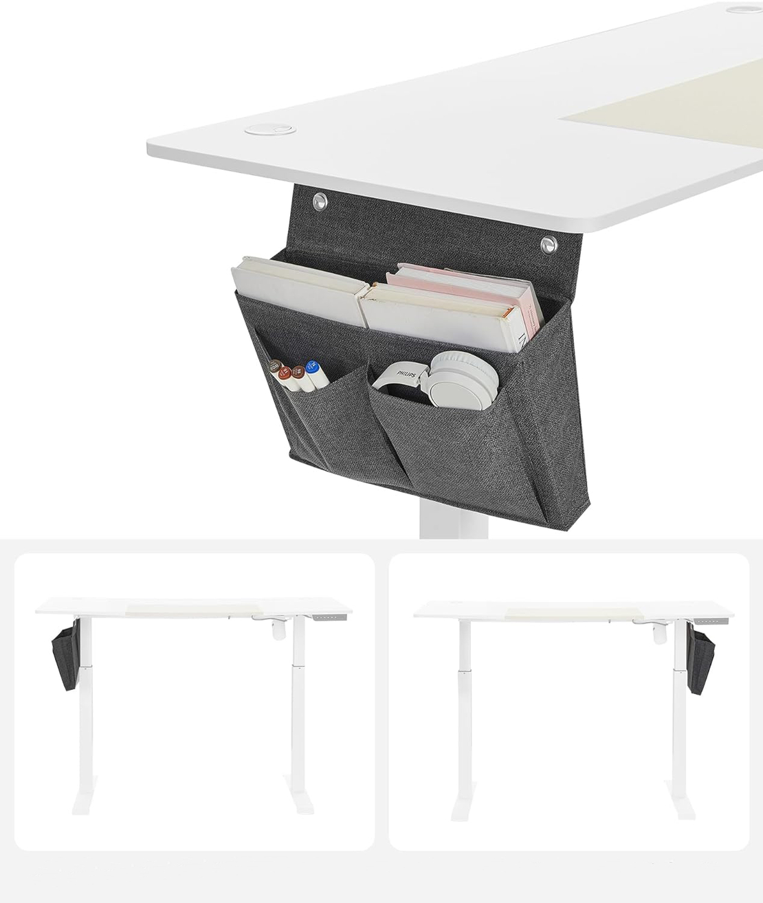 SONGMICS Birou cu reglaj electric pe inaltime, memorie cu 4 inaltimi, 60x140x(72-120)cm, alb