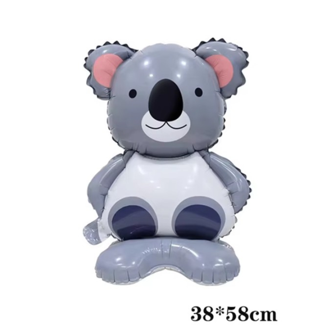 Balon din Folie Metalizata, Vafy, Mini Figurine Animalute, Model Koala, Tematica Aniversare, 38x58 cm, Ambalaj Individual, Pai Inclus, Umflare cu Aer sau Heliu, Multicolor