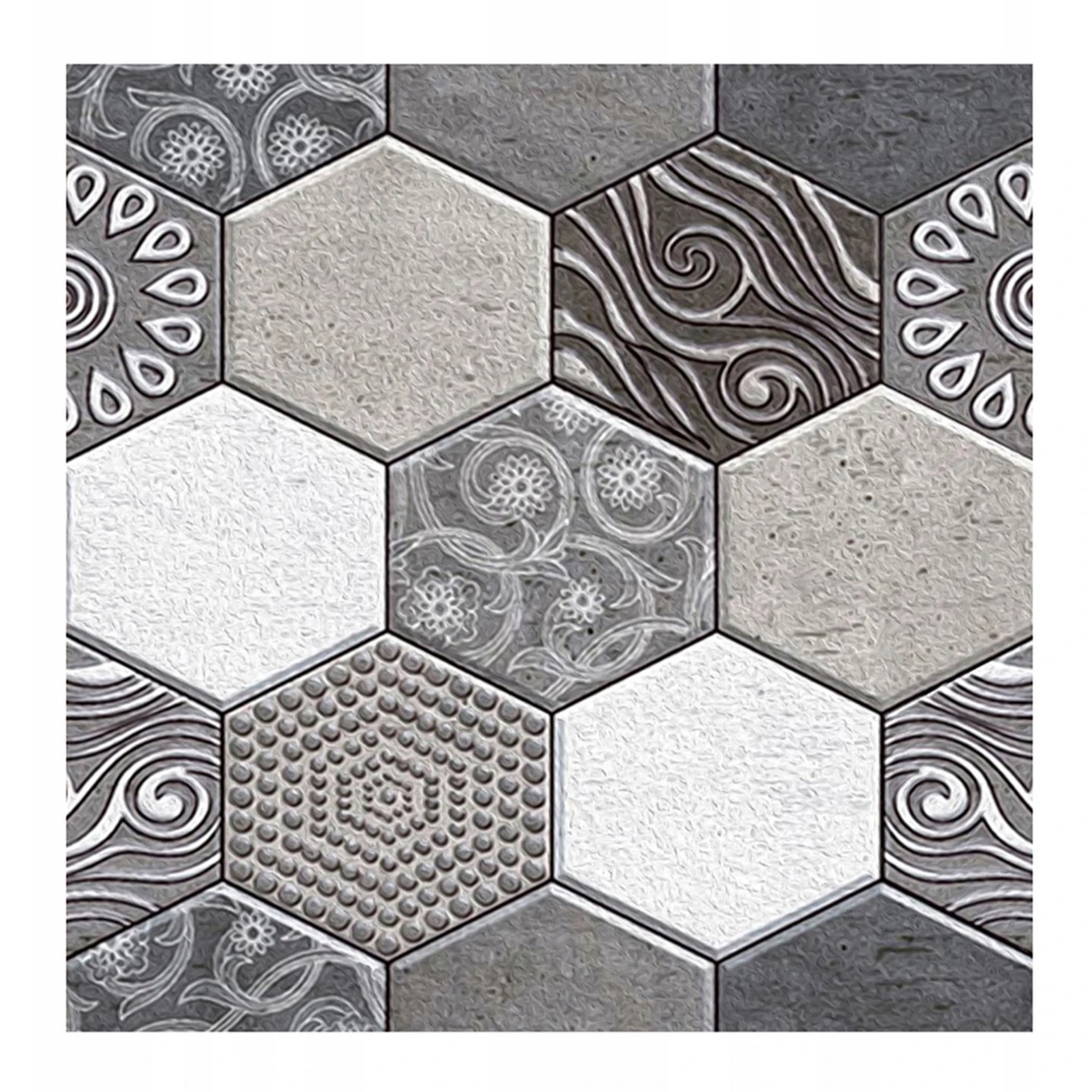 10 x Placi Tapet Autocolant 3D cu Imitatie de Marmura Hexagonala, pentru Perete Bucatarie Sufragerie, Usor de Curatat, Rezistent la Apa, Autoadeziv