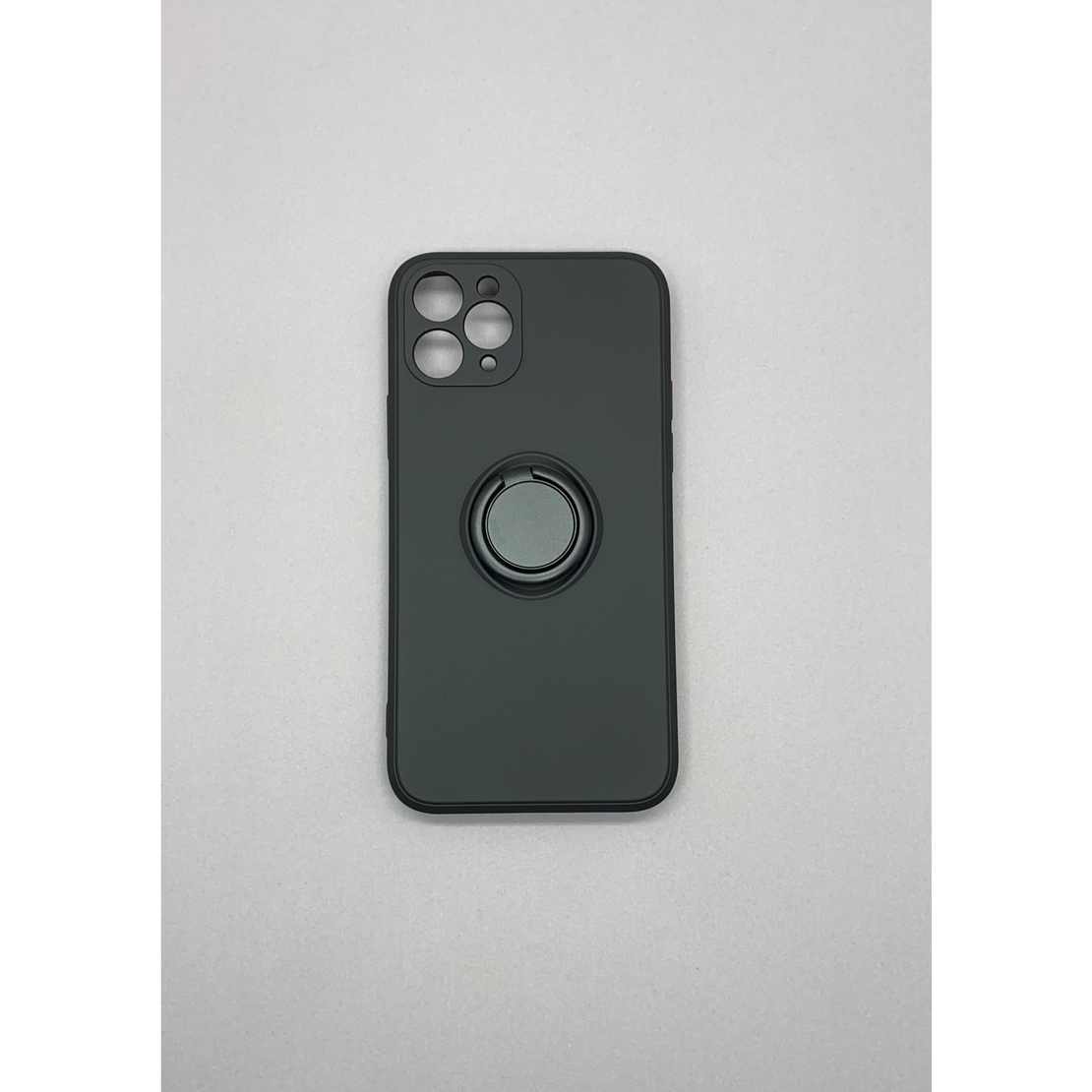 Husa protectie Vafy compatibila cu Apple iPhone 11 Pro Liquid Silicone Ring cu suport rotativ Negru