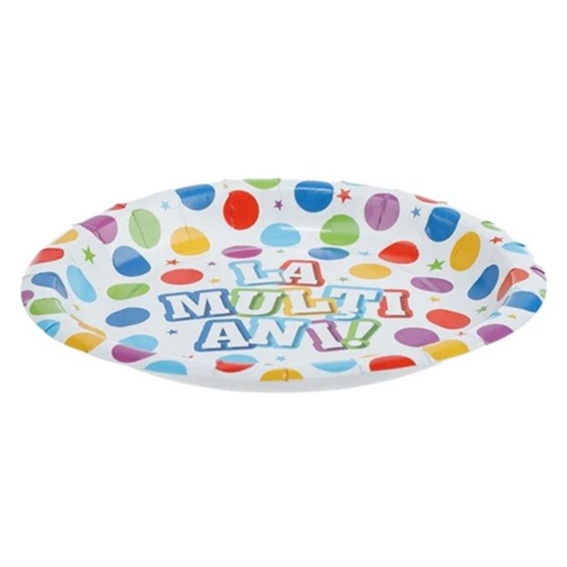 Set 6 Farfurii de Unica Folosinta, Flippy, Colectia LA MULTI ANI , 30 cm, din Carton Laminat, Multicolor