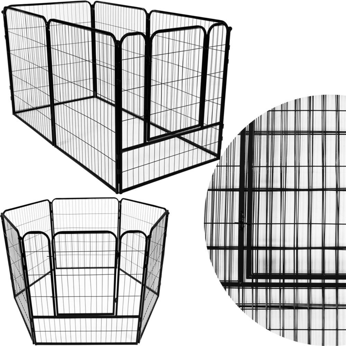 Tarc pentru animale de companie, din fier, forma configurabila, cu usa de acces, 4XL, 184x100x93cm, negru