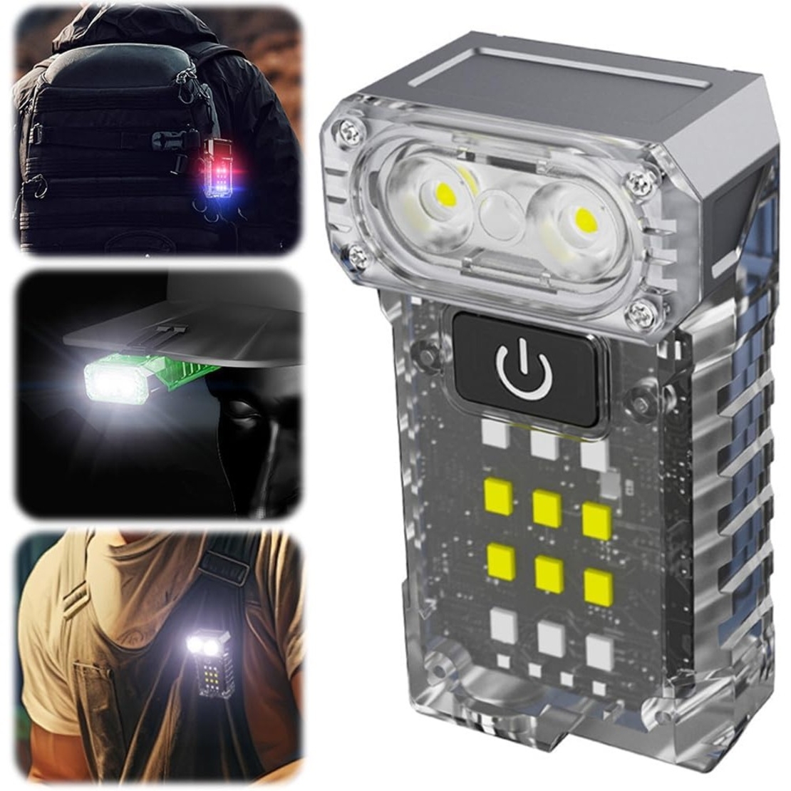 Lanterna UV LED Portabila, Vafy, Incarcare USB Tip C, Raza 50 m, 5W, 3 Culori de Lumina, 1200 mAh, 8 x 2 x 4.2 cm, Transparent Fluorescent