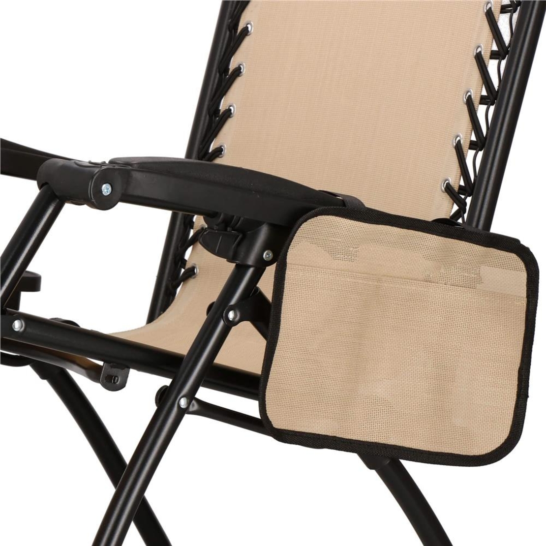Sezlong scaun pliant plaja sau gradina, Siesta, gravitatie zero, cu tetiera, 175x67x110 cm, bej