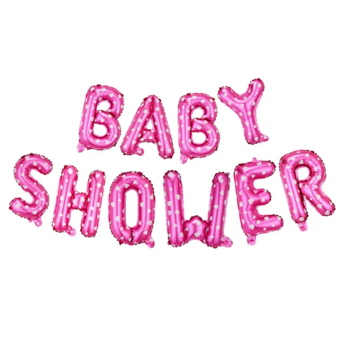 Set Baloane din Folie Metalizata, Vafy, Model Baby Shower, Litere de 40 cm, Baloane Party, Ambalaj Individual, Pai, Ata si Adeziv Incluse, Umflare cu Aer sau Heliu, Roz