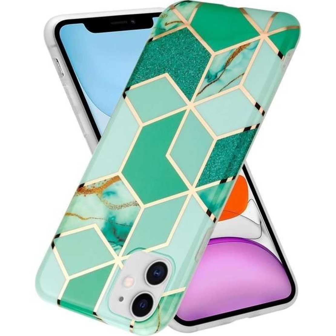 Husa protectie pentru Samsung S20 Plus Soft IMD TPU Marble Geometric Verde
