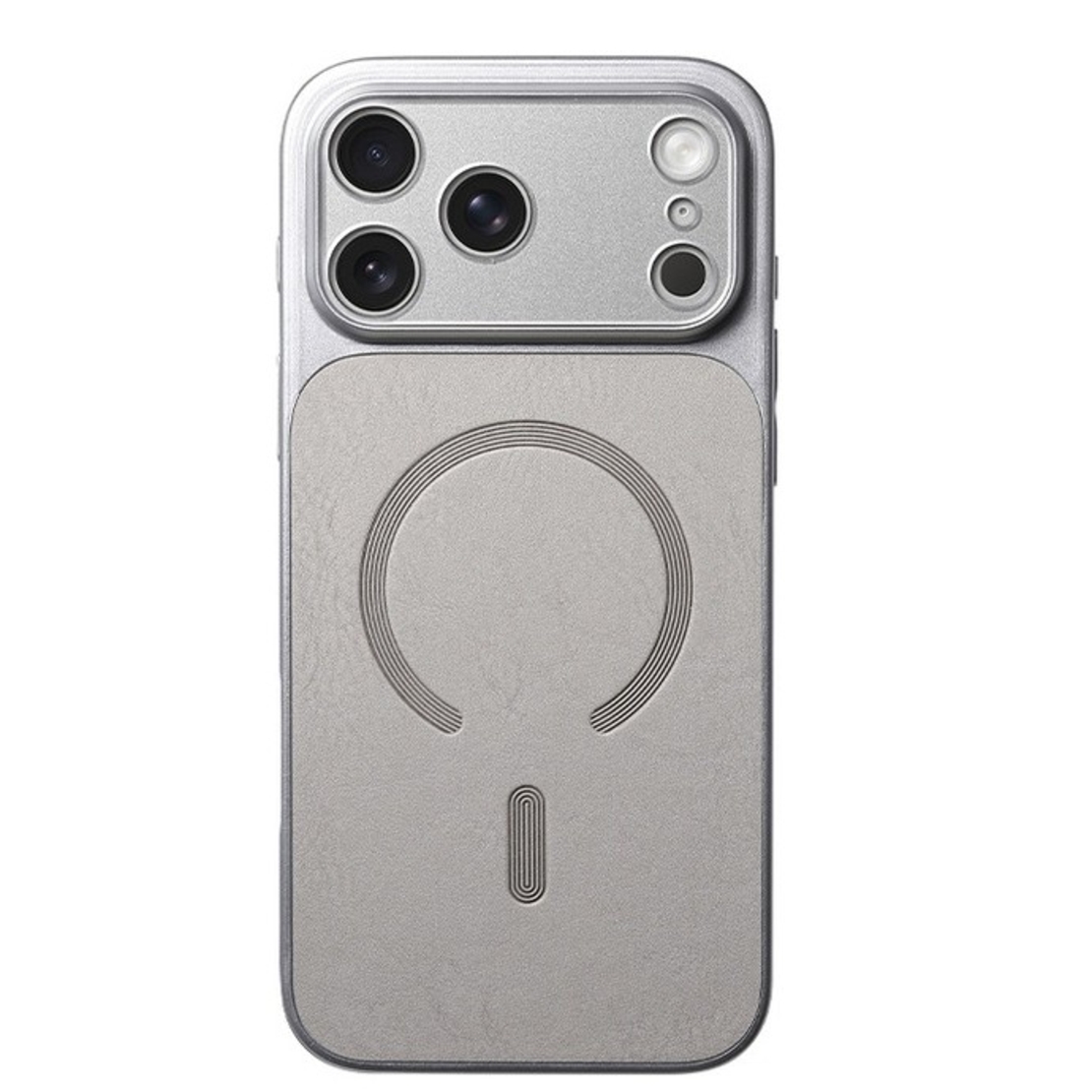 Carcasa Magnetica Mata, Vafy, Compatibila iPhone 17, din TPU/PC si Piele Ecologica, Argintiu