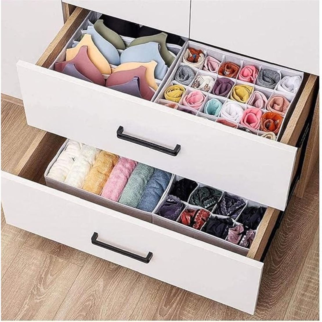 Cutie De Depozitare, Flippy, Pentru Lenjerie, Sosete Si Sutiene, Material Textil, 24 Compartimente, 32 x 32 x 10 cm, Culoare Gri