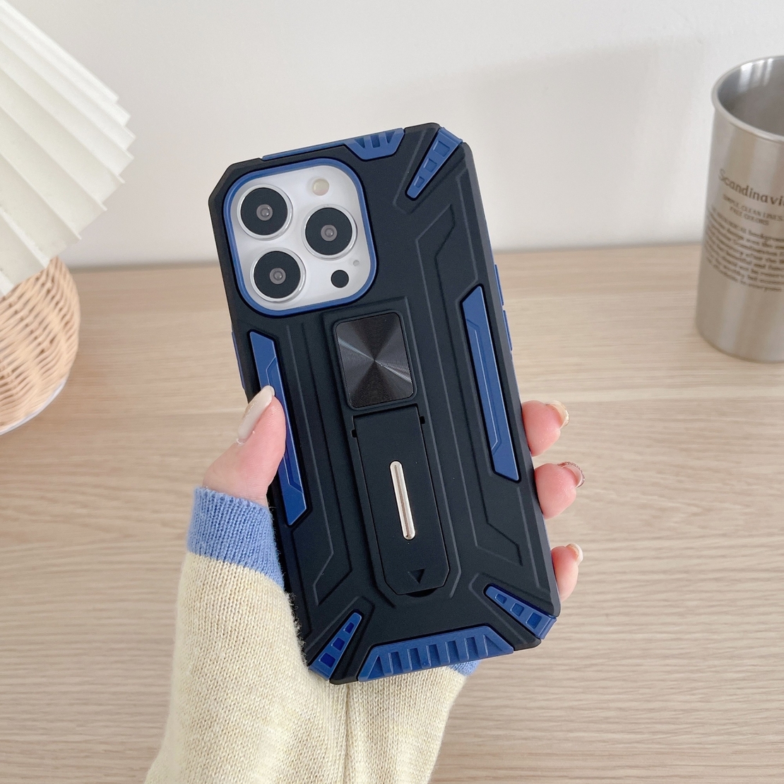 Husa de protectie Vafy pentru Apple iPhone 13 Defender Sergeant Brave cu suport,Albastru