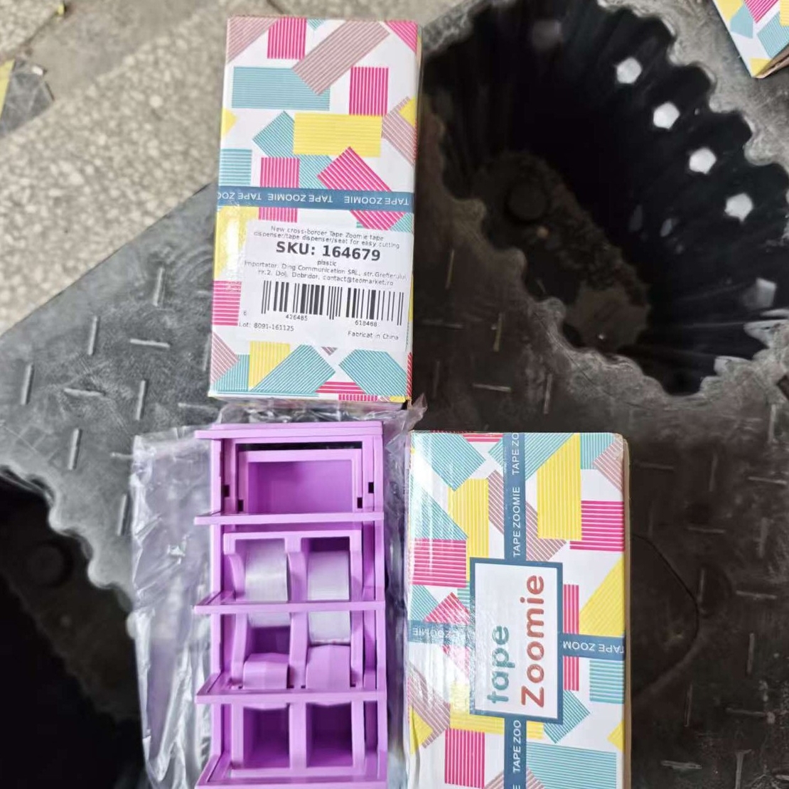 Dispenser de Banda Adeziva, Flippy, Suport pentru Banda Adeziva pentru Birou, Scoala, din Plastic, 15,5 x 7,7 x 7,4 cm, Violet