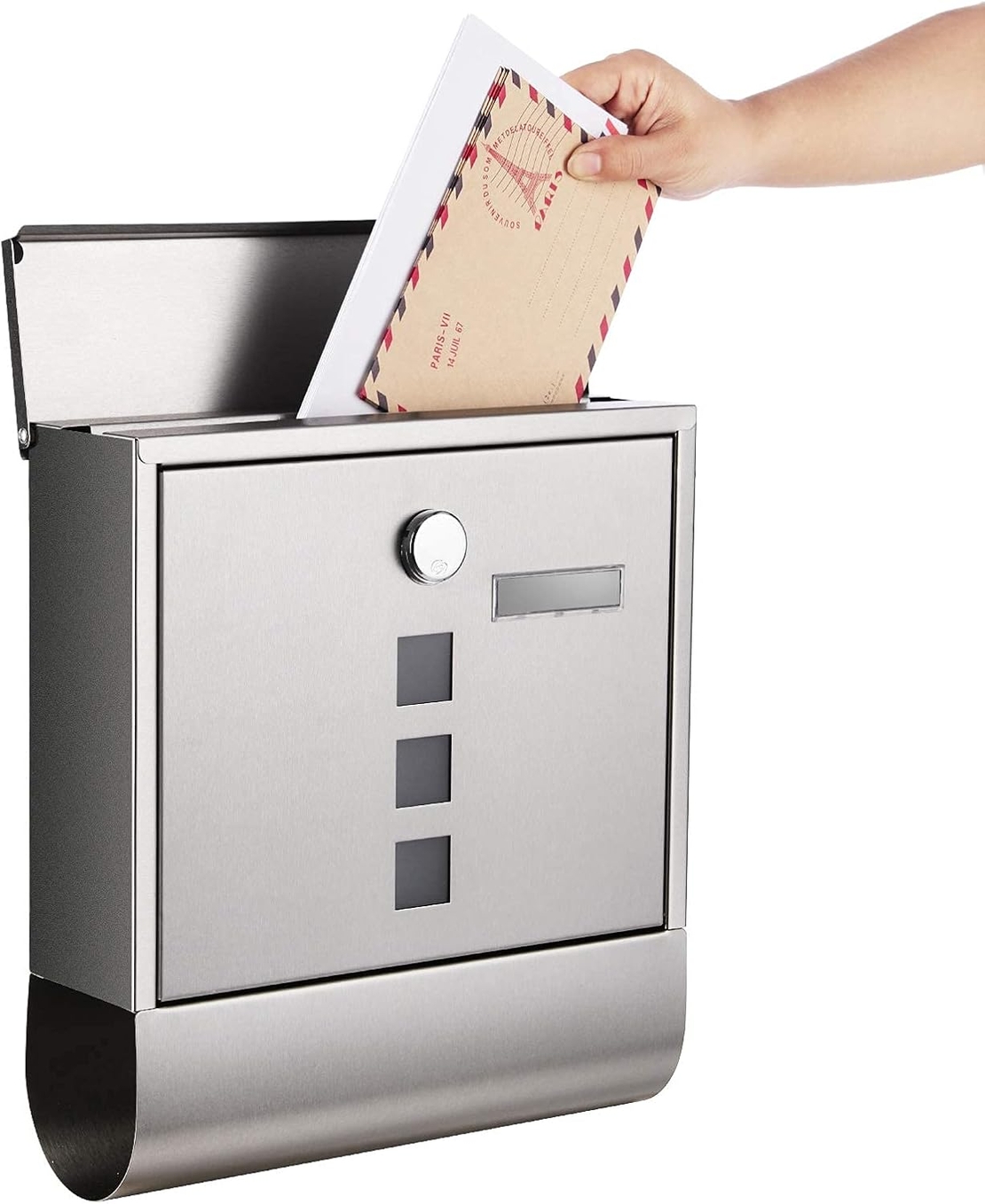 SONGMICS Cutie postala de exterior, pentru gard sau perete, din otel, 31x10x33cm, argintiu