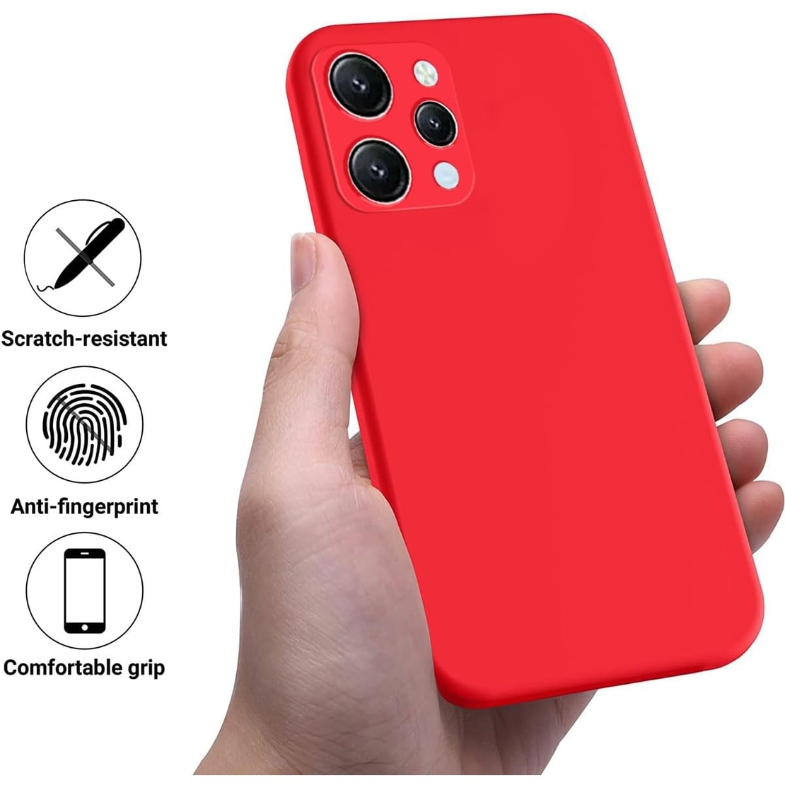 Husa de Protectie Matte TPU, Vafy, pentru Xiaomi Redmi 12 Pro, Protectie Camera, Antisoc, Antizgariere, Antialunecare, Acoperire Completa, Rosu