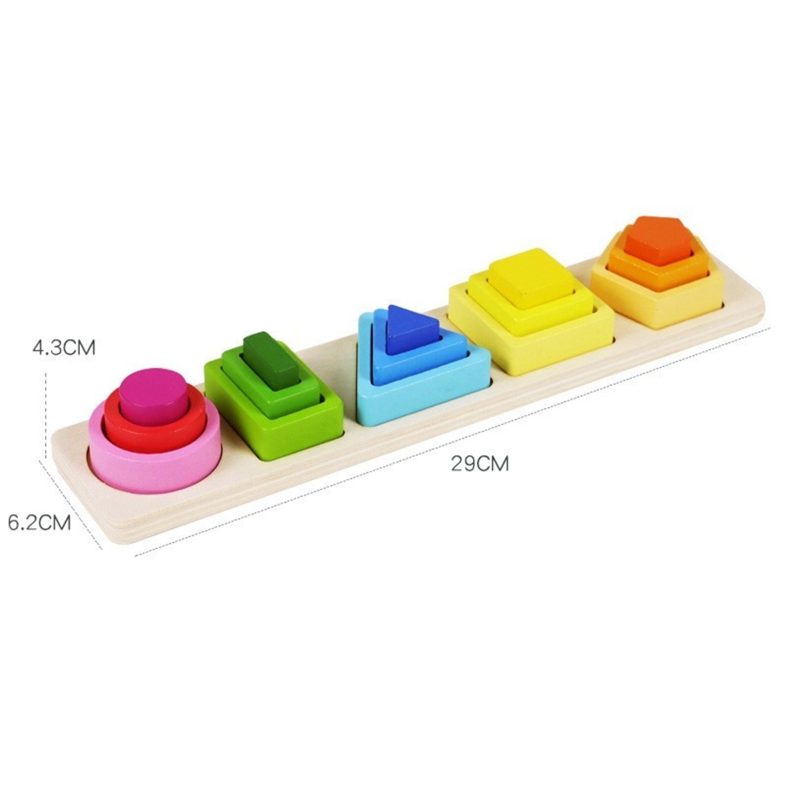 Jucarie Montessori de Sortat, Flippy, din Lemn, Tip Puzzle, cu 5 Forme Asimetrice, 15 Piese, Educativa, Interactiva, Creativa, Materiale Non Toxice, +2 Ani, Multicolor