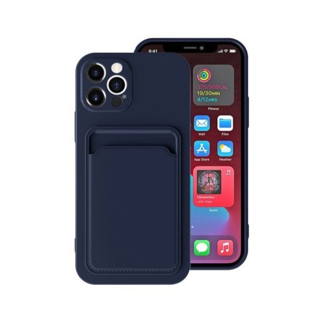 Husa protectie Vafy cu suport card compatibila cu Apple iPhone 12 Pro Albastru inchis