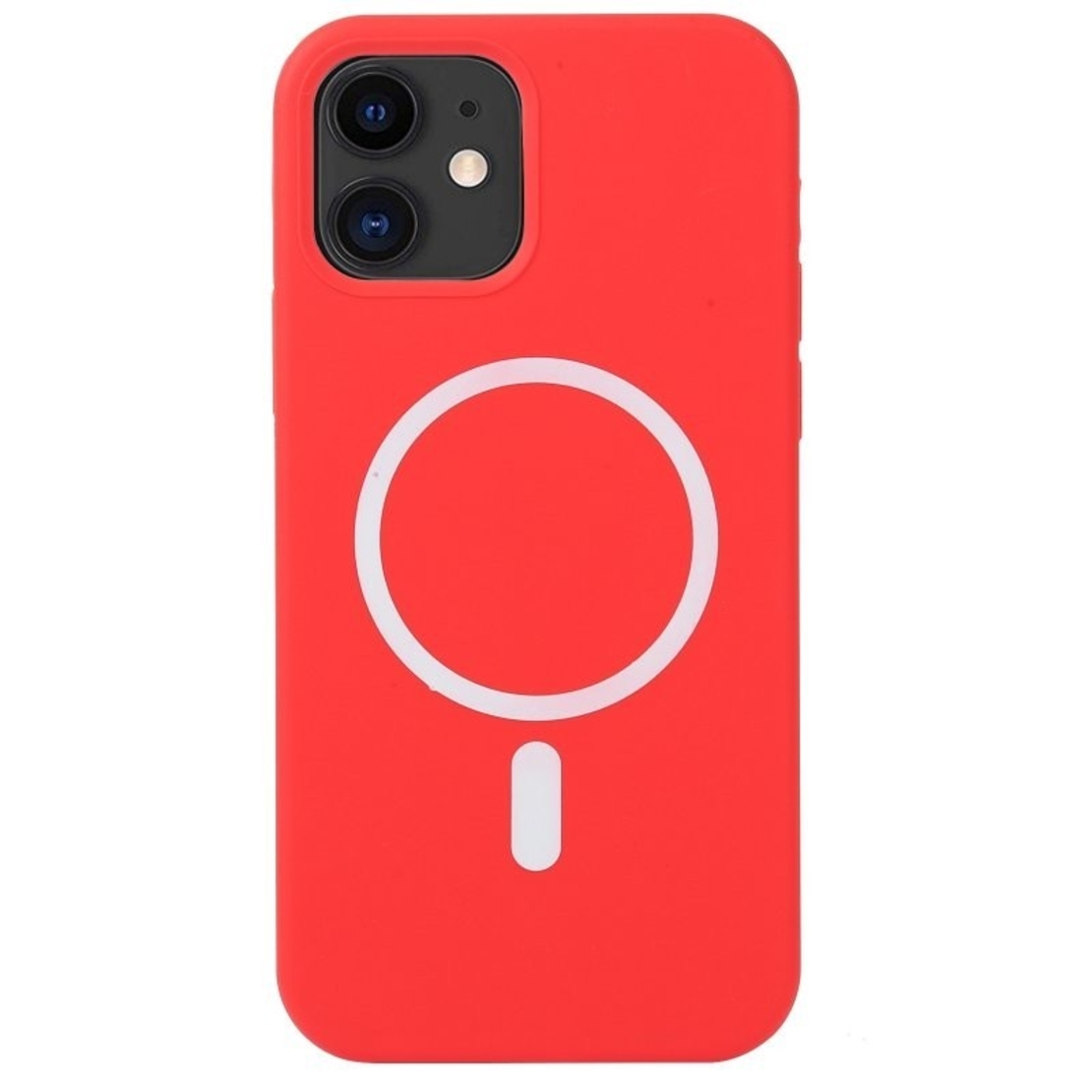 Husa MagSafe liquid large hole magnetic shell pentru Apple iPhone 11, Full Cover, Liquid Silicone, Magnetica, Incarcare Wireless, Vafy, Rosu