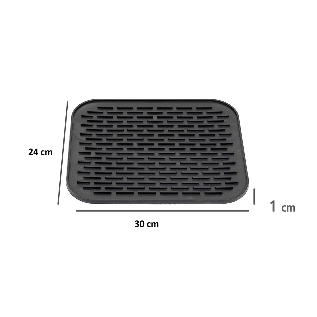 Covoras din Silicon pentru Scurgere Vase, Flippy, Uz Casnic, Rezistent la Temperaturi Ridicate, Izolator, 30x24 cm, Negru