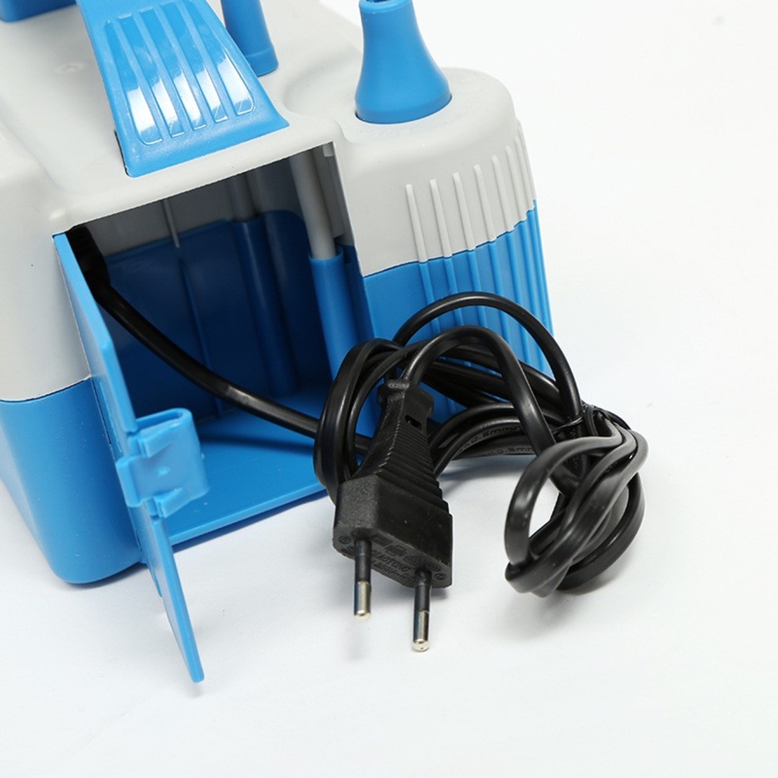 Pompa Electrica de Umflat Baloane, Flippy, cu Doua Iesiri, 220V, Putere 680W, Accesorii petrecere, Albastru-Gri