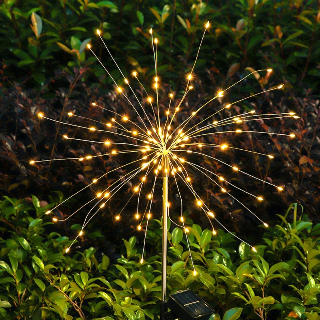 Lampa solara sub forma de artificii, 90 LED-uri, alb cald, Vafy