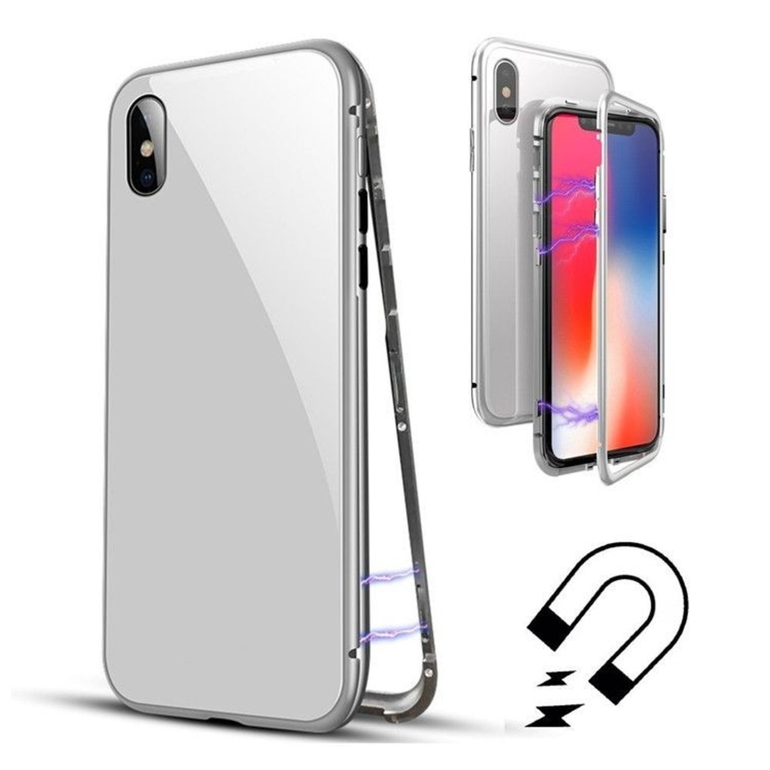 Husa de protectie Magnetic 360 pentru Apple iPhone XR, Argintiu