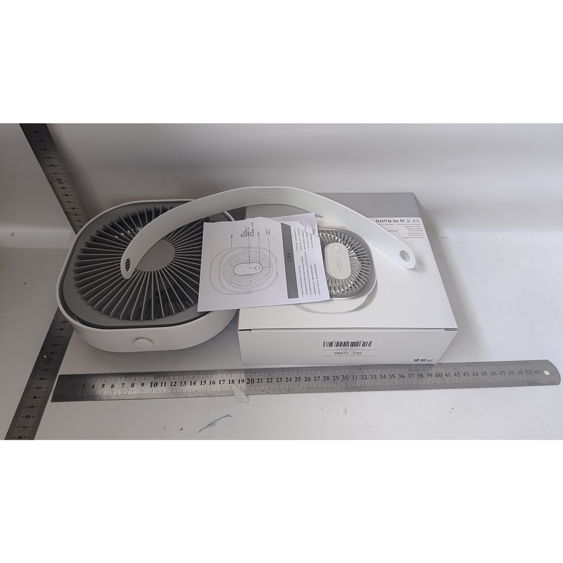 Mini ventilator pentru birou cu usb, Vafy, rotire 360 grade, 3 viteze, 4000 mA, 13.5 x 12,8, Gri