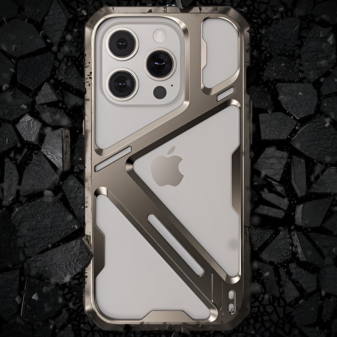 Husa de Protectie Armor Metal Compatibila cu iPhone 15 Pro, Vafy, Antizgariere, Antisoc, Protectie Supraincalzire, Gri Metalizat