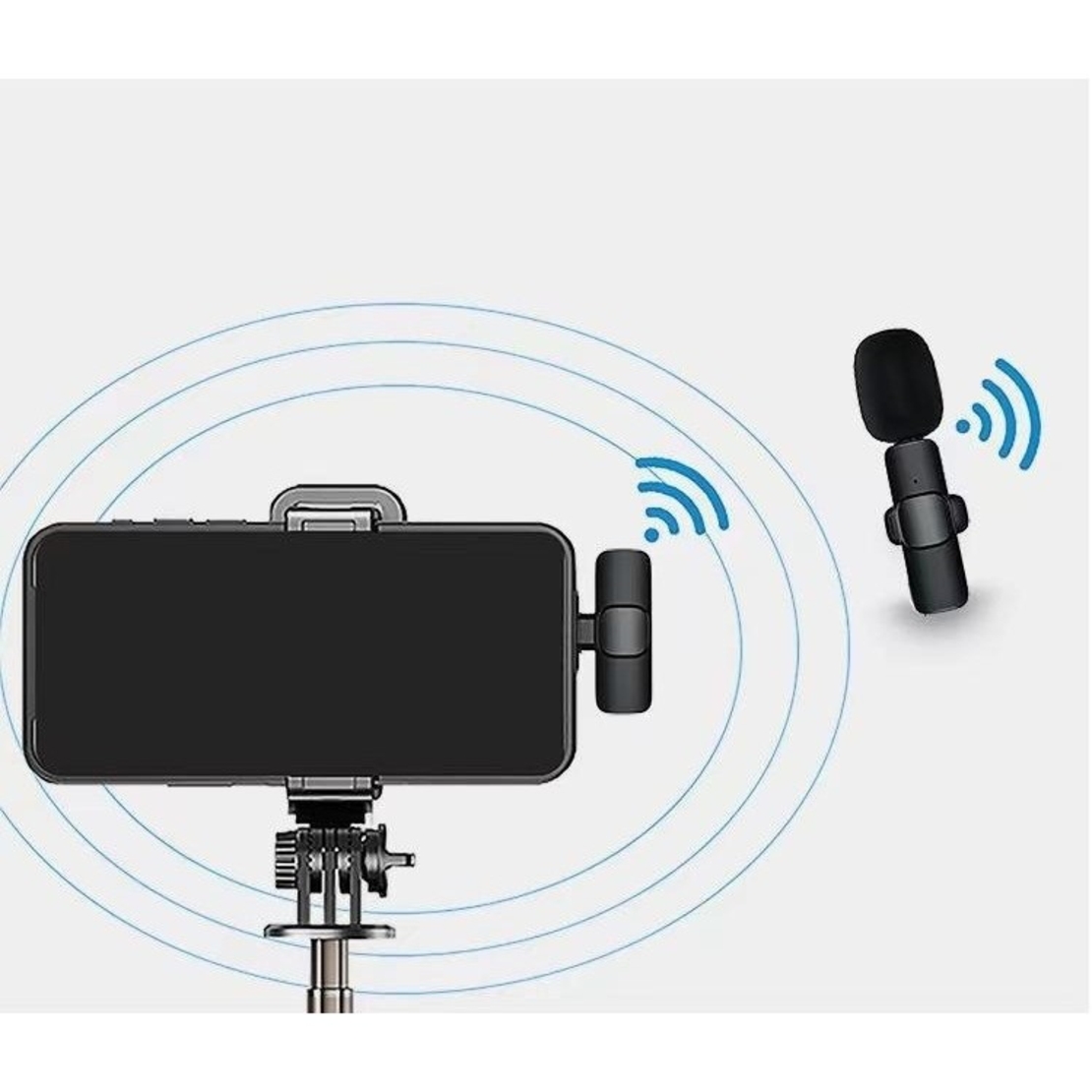 Microfon Lavalieră Wireless, Flippy, Bluetooth 5.0, 1 Microfon + 1 Receptor Tip C, Autonomie 1-3h, 70 dB, Baterie 50 mAh, Negru