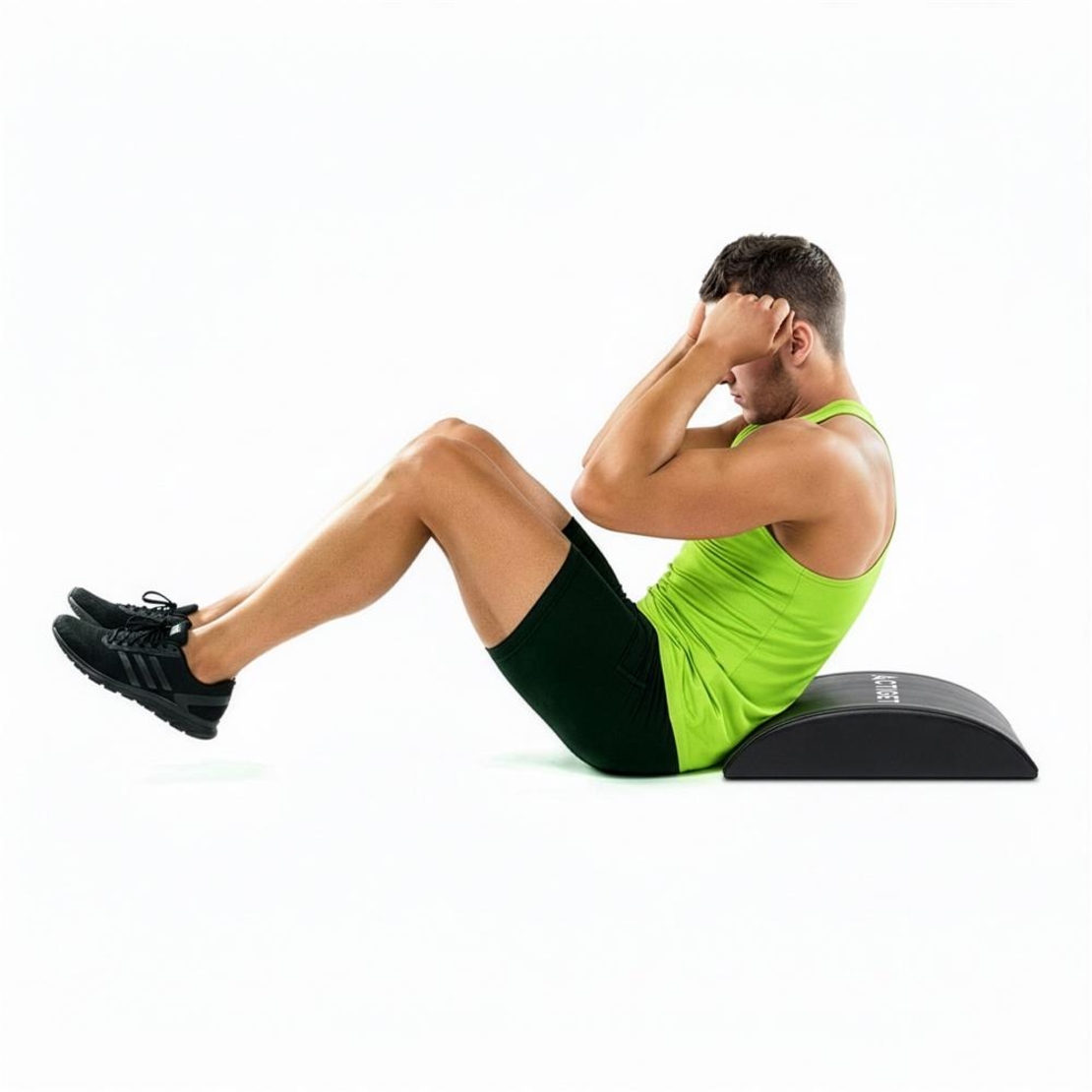 Suport lombar fitness pentru abdomene, spuma si MDF, 38x30x8 cm, negru