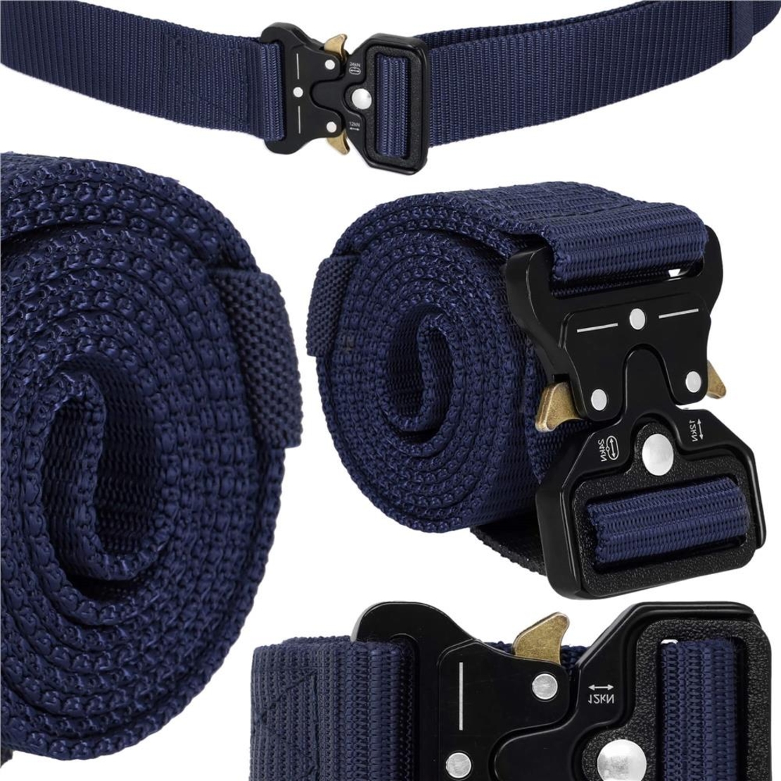 Curea centura Tactical Combat pentru barbati 3.5 x 125 cm, rezistent, albastru inchis