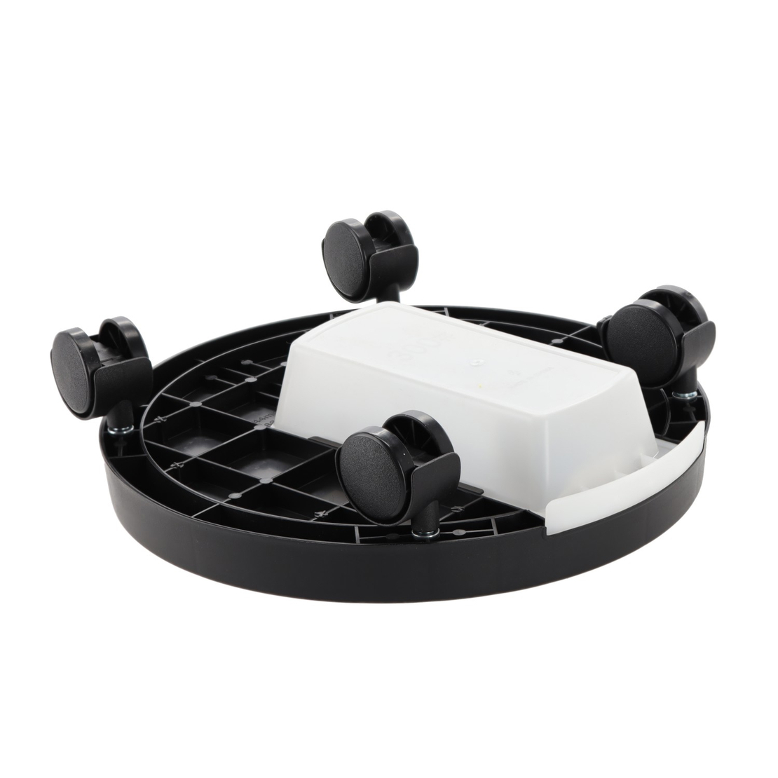 Suport ghiveci rotund cu roti si tava colectare apa, plastic rezistent, 28 cm, negru
