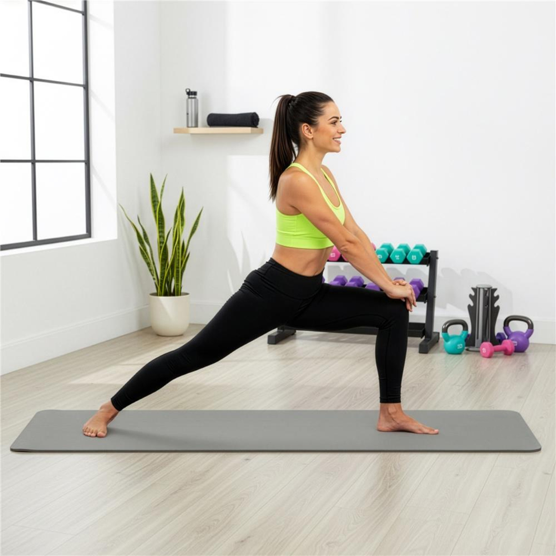 Saltea fitness antiderapanta din NBR, 183x61x1 cm, cu curea transport, gri