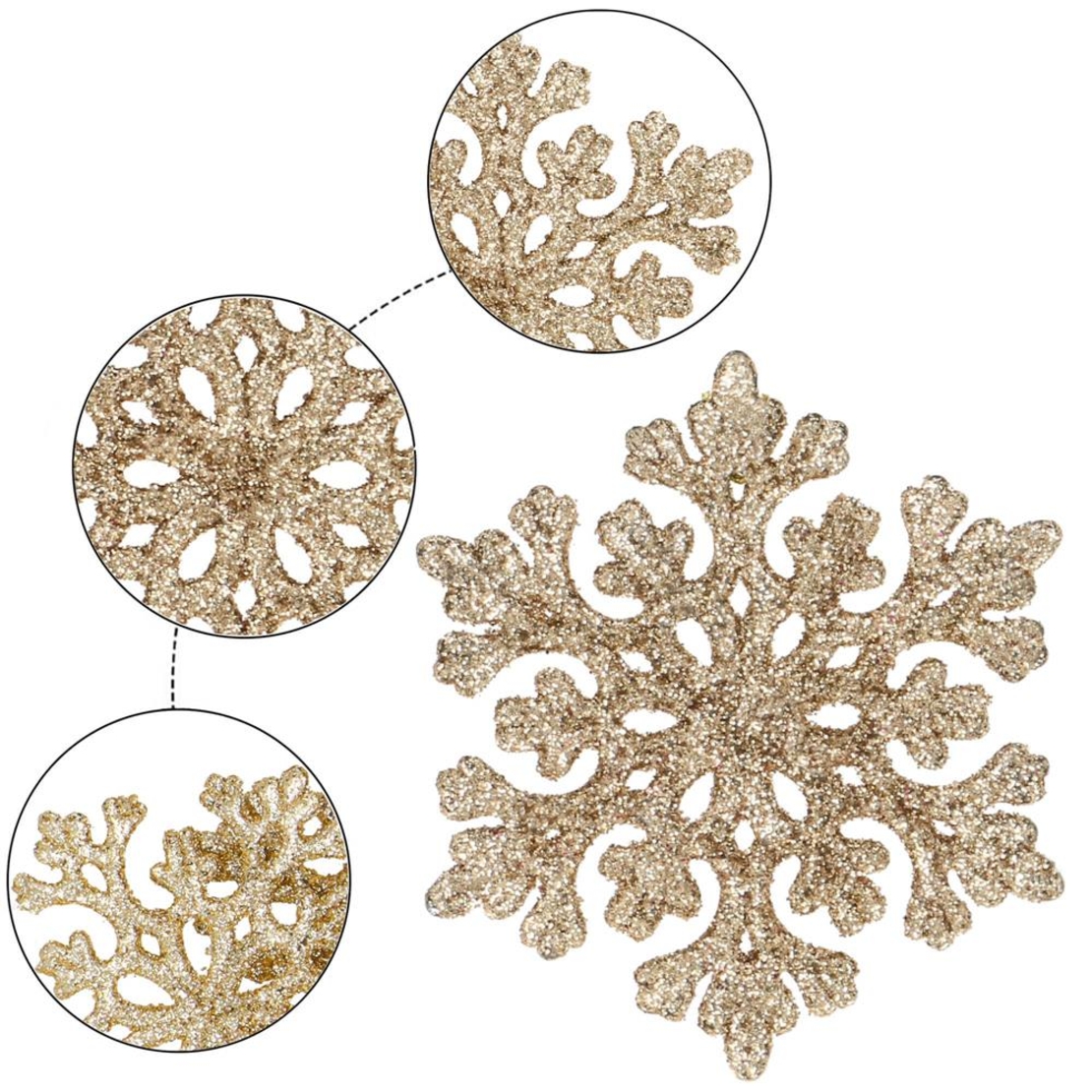 Decoratiune brad fulg de zapada, set 8 bucati, 8cm, auriu