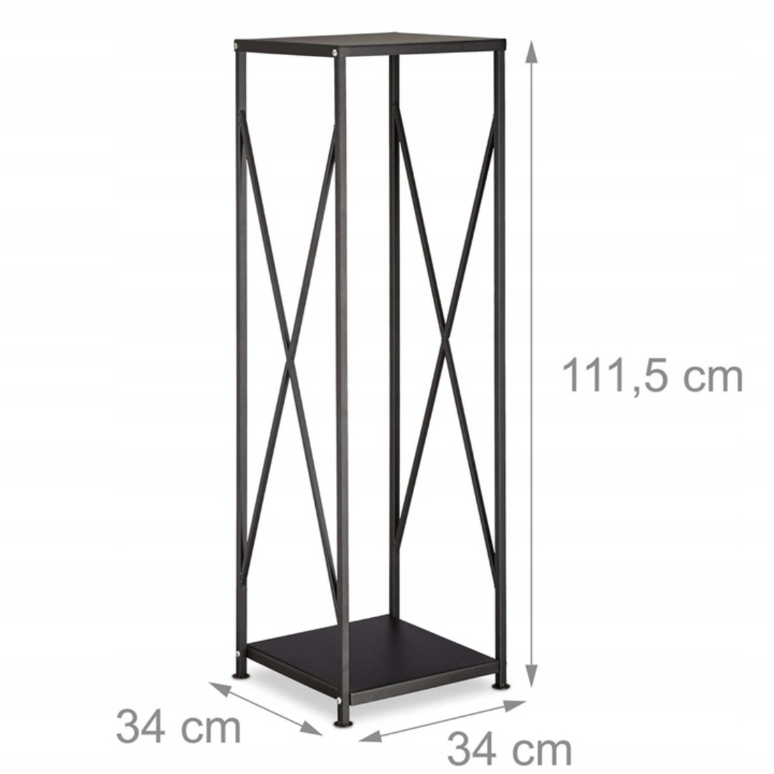 Suport metalic pentru lemne 34x34x111 cm, capacitate mare, negru