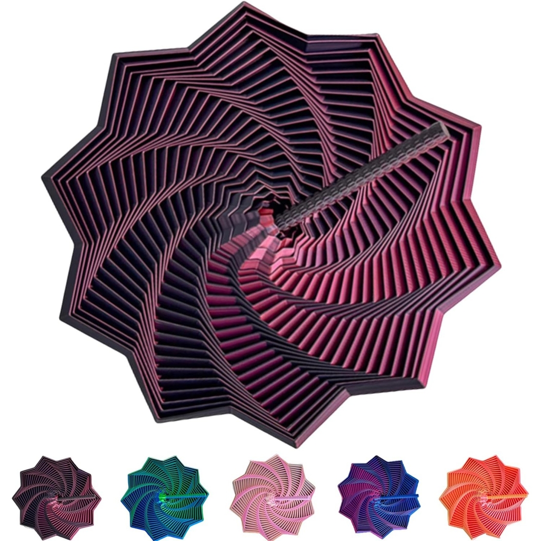 Jucarie Decompresie, Flippy, Model Stea 3D, DuoChrome, Maner Spirala, Turn Magic Geometric, Multiple Forme, Anti-stress, 17 cm, Negru/Rosu